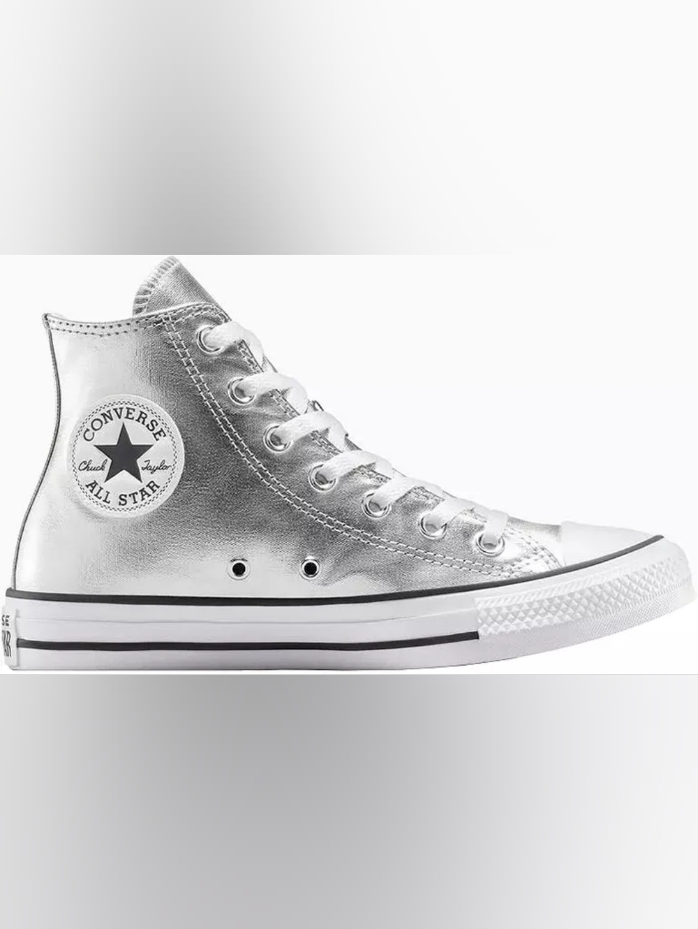 Converse All Stars Chuck Taylor High Top Metallic Silver Sneakers NWOT